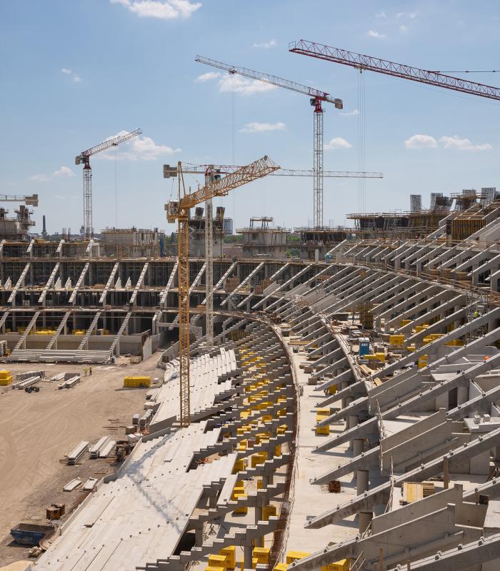 Puskás Ferenc Stadion acél tetőszerkezet beemelése